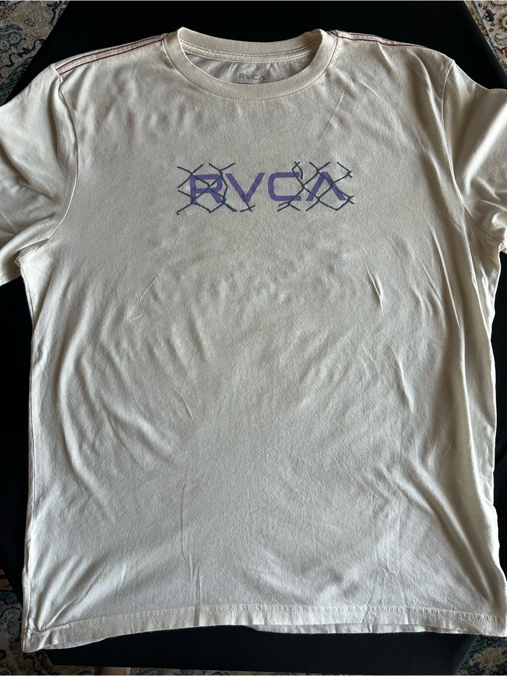 RVCA Cream Tee with Purple Graphic